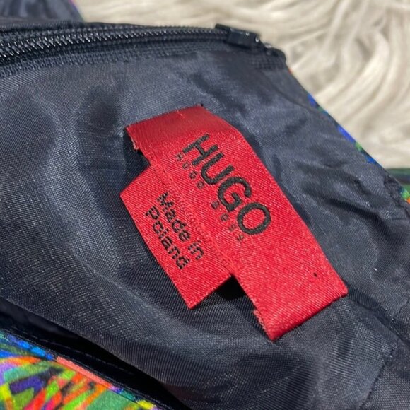 Hugo Hugo Boss Silk Multi Colored Stained Glass Geometric Tie Waist Dress - Picture 2 of 12